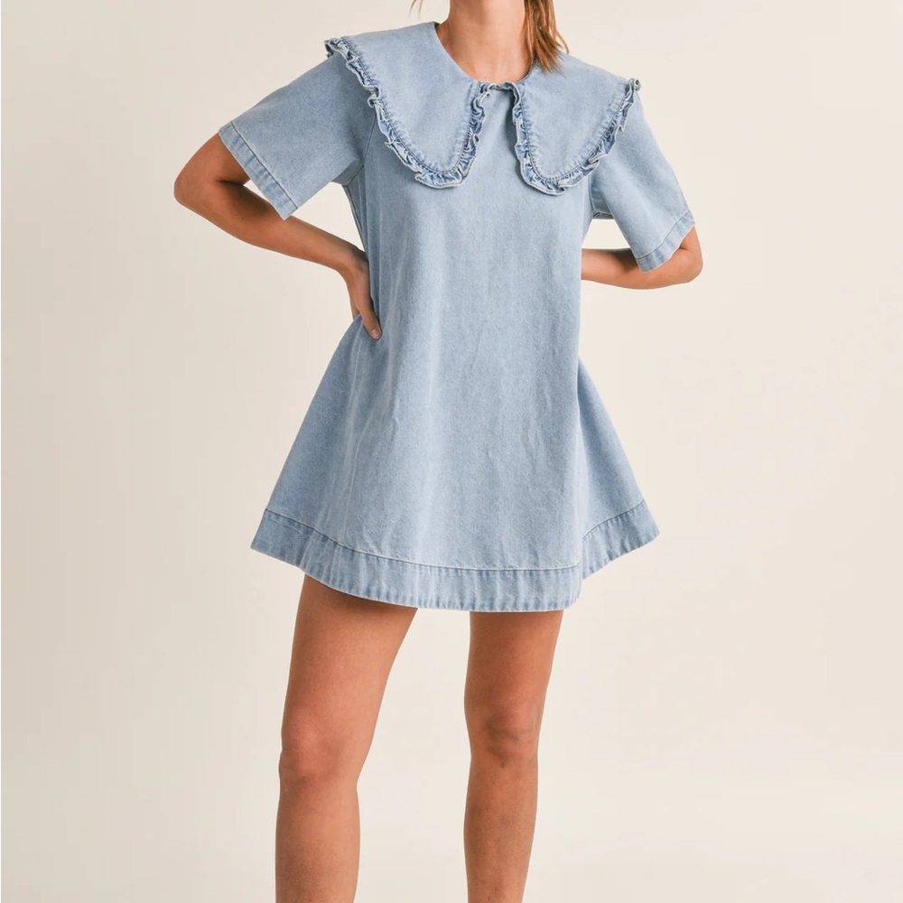 Evercado denim collar mini dress M